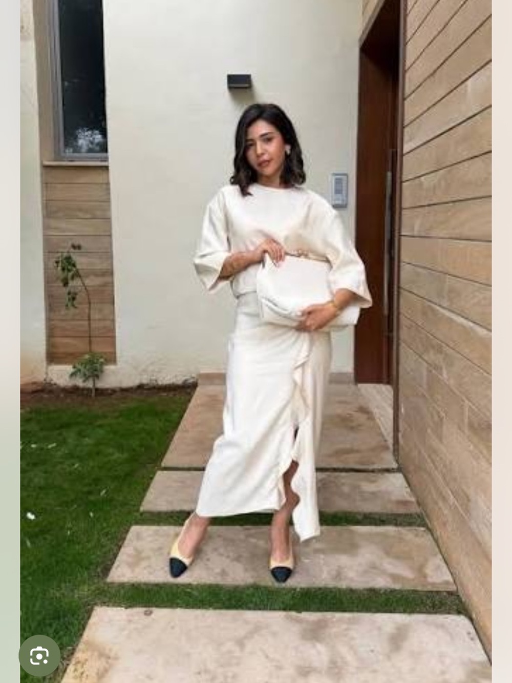Zara Cream Ruffle-Front Midi Dress - Picture 3 of 11
